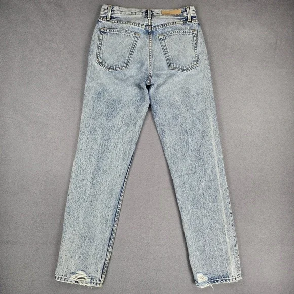 Grlfrnd Helena Jeans Womens 25 Blue Acid Wash High Rise Straight Distressed - Picture 9 of 13